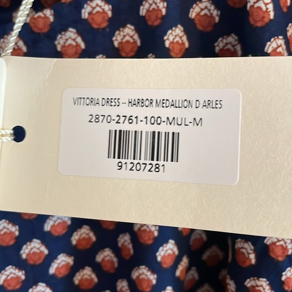 Doen Vittoria Dress Women’s Size Medium Midi Long Sleeve Harbor Medallion Blue - Picture 13 of 15